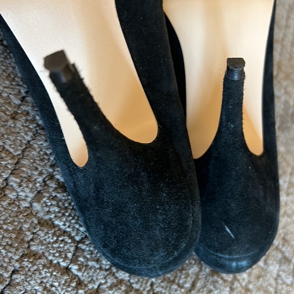 Vintage Colin Stuart black suede gold accent buckle loafer style heels pumps 7.5 - Picture 16 of 16